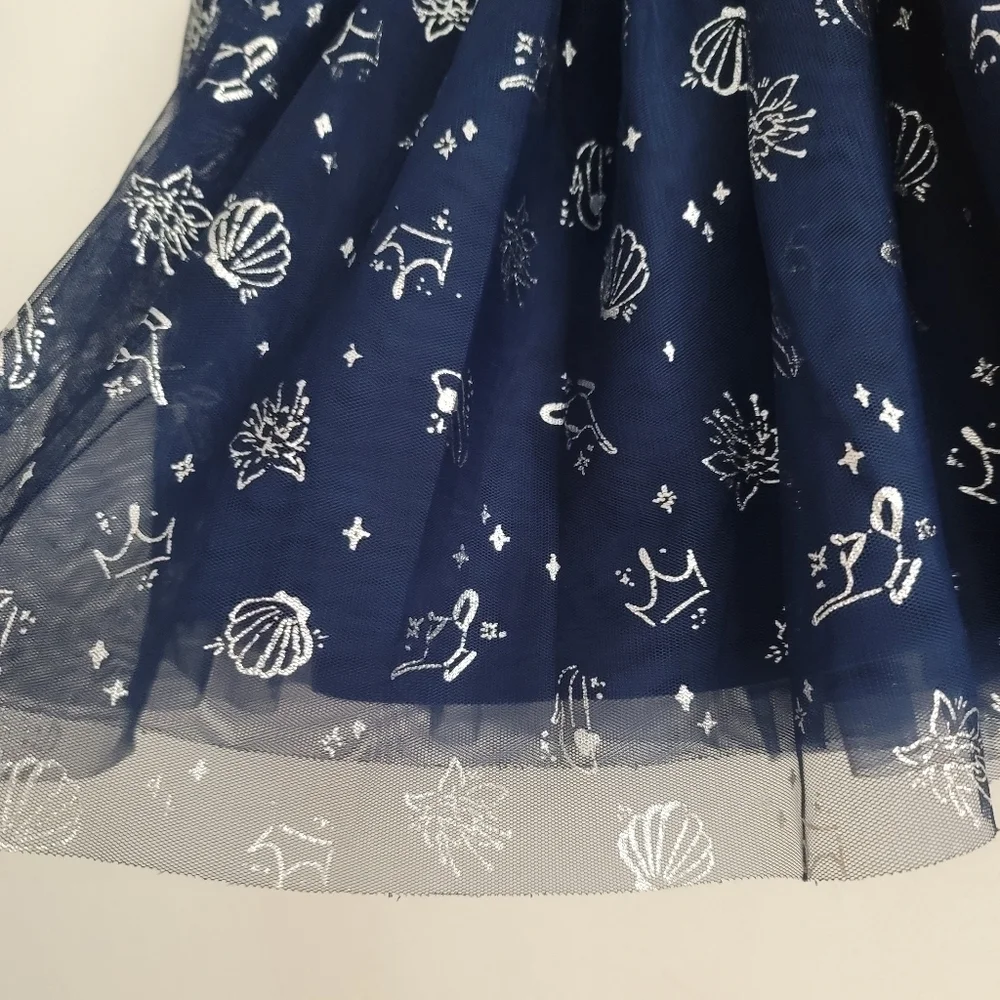 Disney Limited Edition 8 Navy Blue Tulle Sparkle Princess Pull-On Elastic Skirt‎